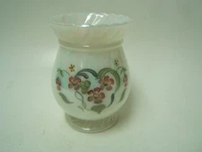 Fenton White Opalescent Vase 5" Primrose Hand Painted S Hopkins