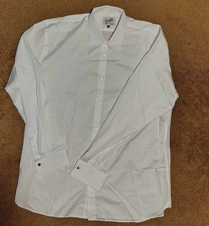 Camisa de vestir talla 18 RevivalVintage Reino Unido Socialite cuello punta puños franceses - Imagen 1 de 4