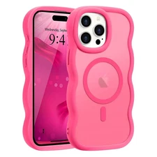 For iPhone 16 Pro Max 15 14 13 12 Frosted Case Shockproof Mag Safe Wavy Frame