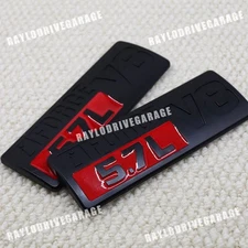 2PCS 07-24 For Tundra i Force V8 5.7L Fender Door Side Black Red Sticker Emblem
