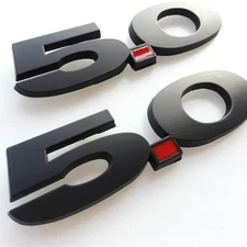 2 Pieces(Pair) 5.0 Liter Door Fender Side Emblem Badge Plate - Matte Black