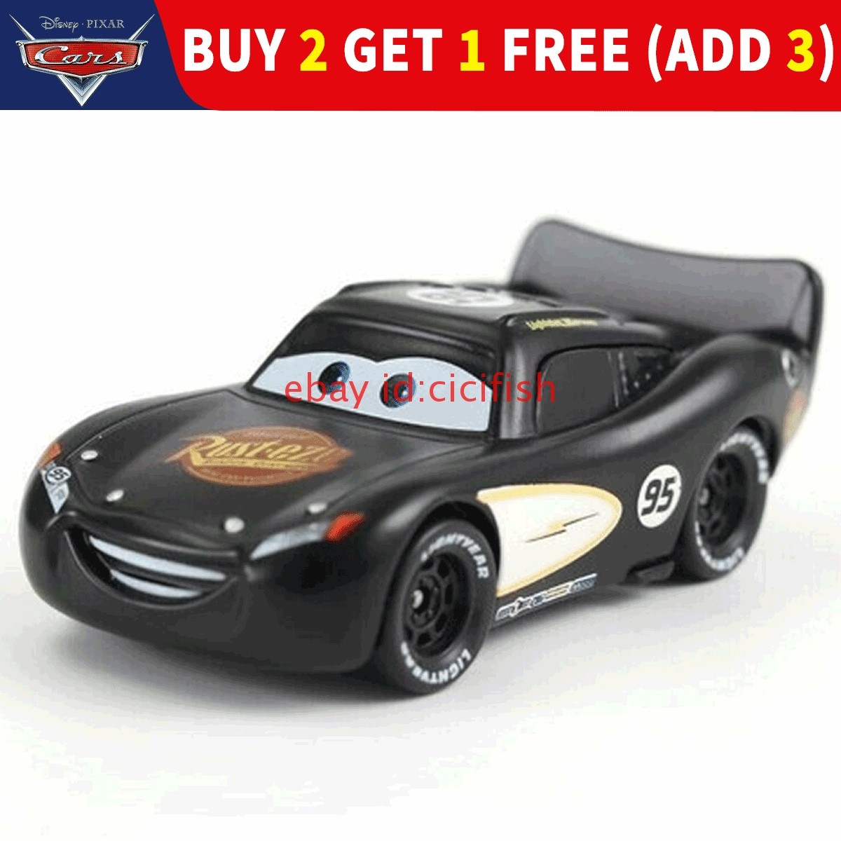 Mattel Disney Pixar Cars Black Lightning Mcqueen 1:55 Diecast Car