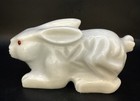 Antique Chinese White Stone Hand Carved Lucky Rabbit W Red Eyes 7.5” L X 3.5” T — photo 4