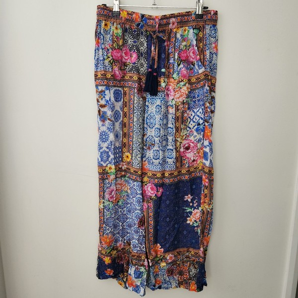 Ruby Yaya S Mosaic Pant Wide Leg Boho Patchwork Floral Print Drawstring Pants