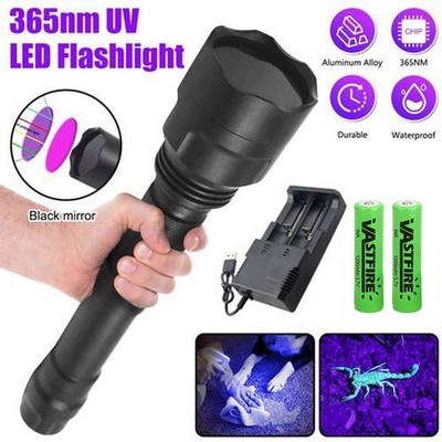 High Powerful LED Flashlight Blacklight 365Nm UV Light Ultraviolet Inspect Lamp