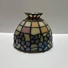 Tiffany Style Party Lite Multicolor  Stained Glass Globe Lamp Shade- Vintage EUC