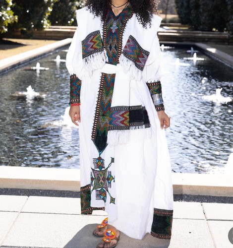 Lakomelza Tilfs • Ethiopian Wollo Amhara Raya Fabric White Dress