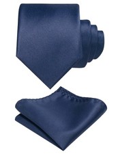 Solid Color Tie and Pocket Square Set for Men Formal Wedding Business Attire