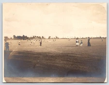VINTAGE PICTURE PHOTO POSTCARD OLD PHOTOGRAPH SPORTS FIELD KIDS PLAYING RPPC