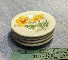 Vier kalifornische Mohn klobige Butterdosen Syrakus China USA runde Blumen 3 1/4 Zoll