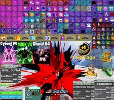 Blox Fruit Cyborg V4,Rabbit V4,Ghoul V4 Godhuman Perm Dough Ice GP 2x Mastery DB