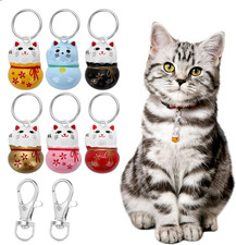 6pcs Lucky Cat Collar Bells with Key Rings  Clips for Cats Dogs Pets Training