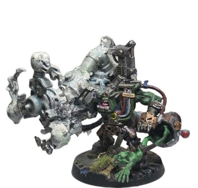 Warhammer 40K Ork Big Mek w/ Shokk Attack Gun Painted Custom Snow Base Miniature