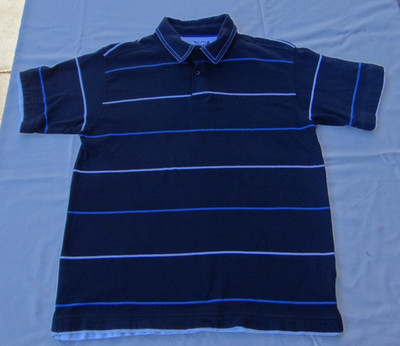 Point Zero Black White Stripped Collar Dual Layered Style Polo Shirt Boys Med