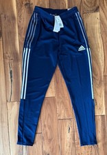 NEW Mens Adidas Tiro 21 Blue Jogger White Stripes Aeroready Track Zip Logo Pants