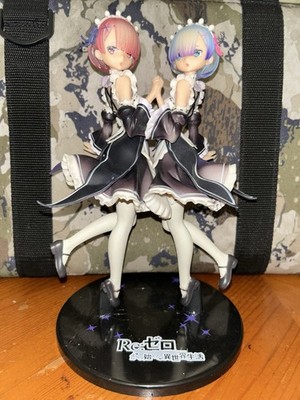 Re:Zero Rem & Ram Maid Twin Anime Figure on Display Base, Plastic