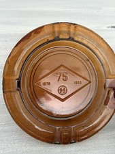 Vintage GE General Electric 75 Years 1878-1953 Circular Glass Ashtray Brown