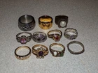 Jewelry Lot Vintage Ring Rings (11) Costume Cocktail Cluster & More Ladies 168e