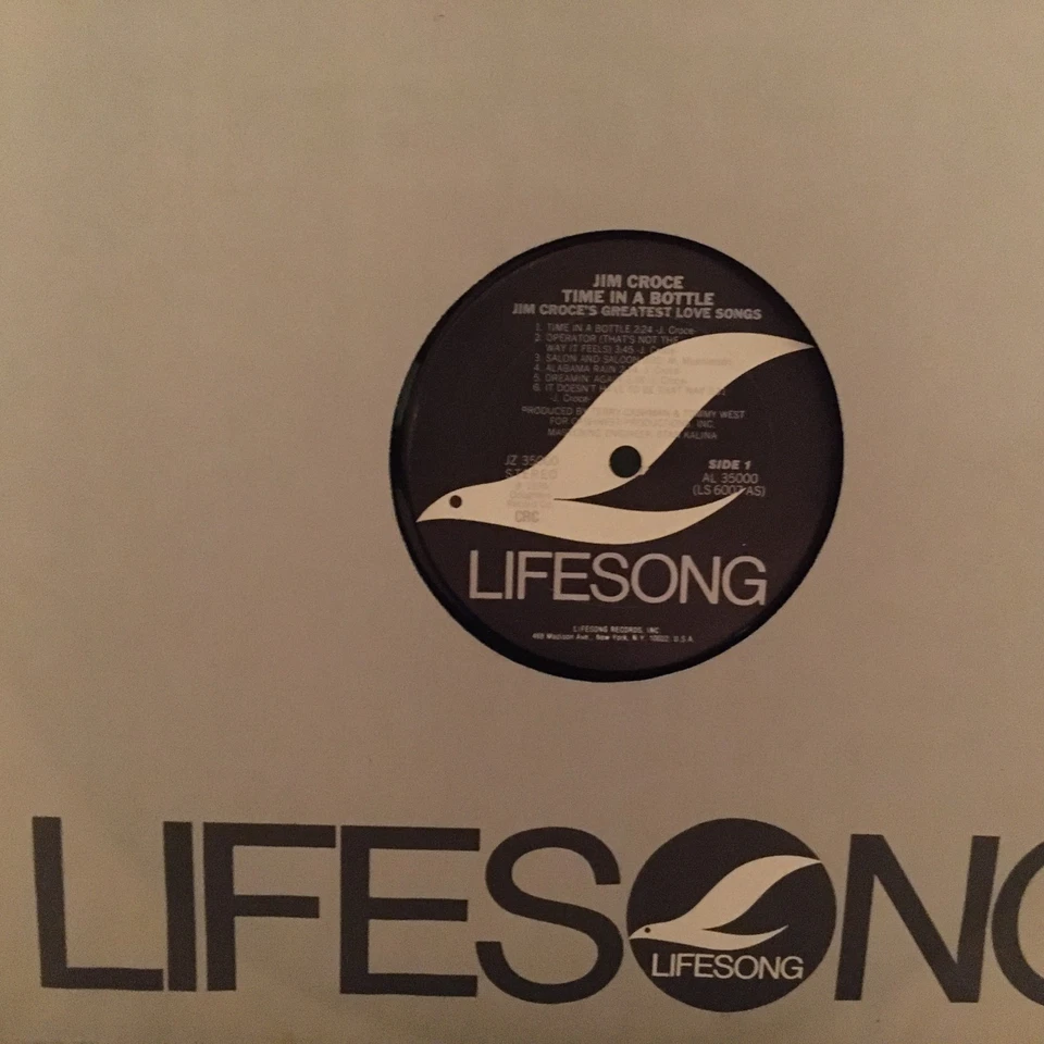 Jim Croce "Time in A Bottle" LP - LIFESONG Records 1978 / # 35000 - Изображение 3 из 4
