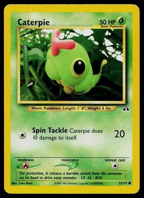 Pokemon Card Neo Discovery Caterpie 53/75 Unlimited Common