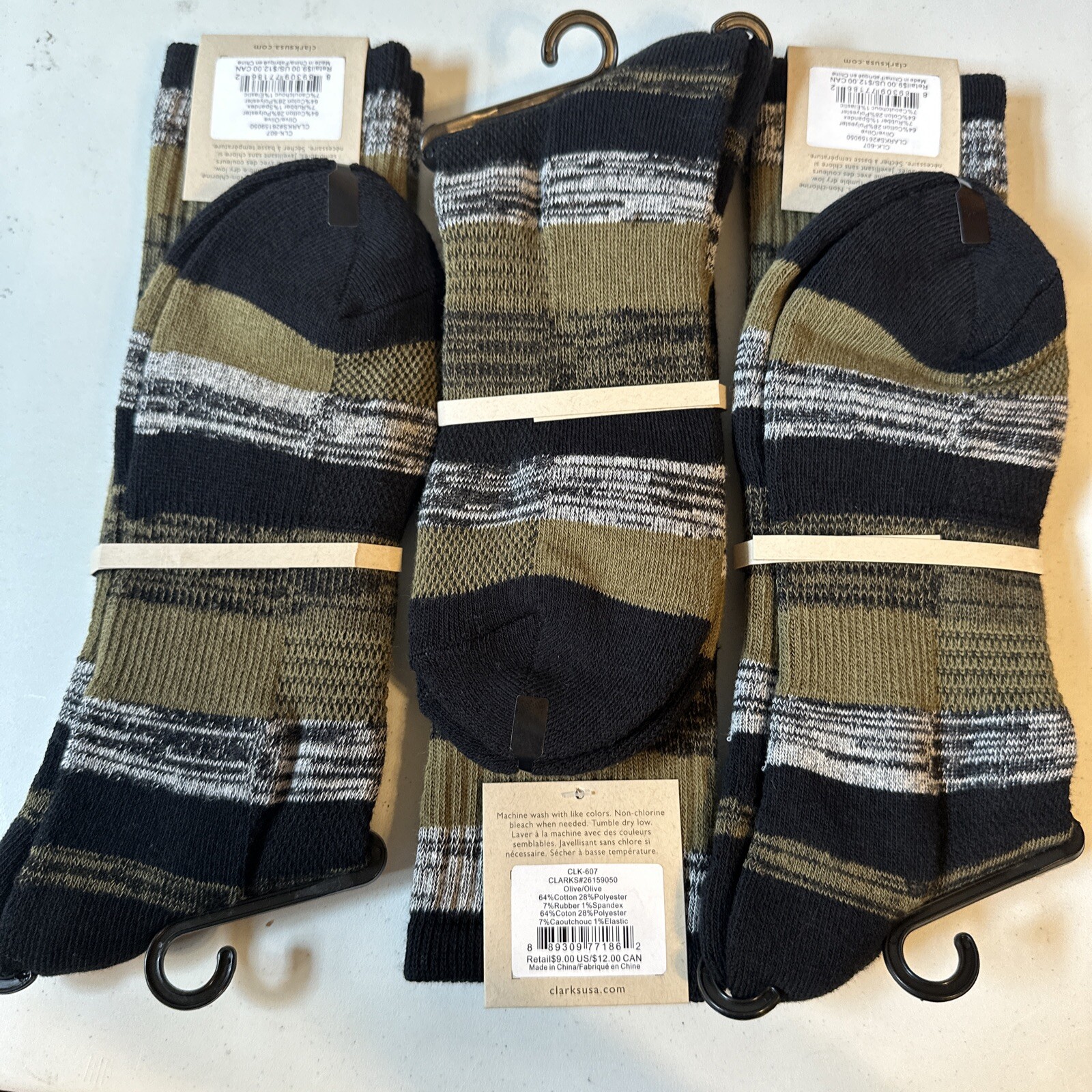 SAOLA 3 paia calze casual da uomo Clarks suola cuscino e supporto arco equipaggio taglia unica