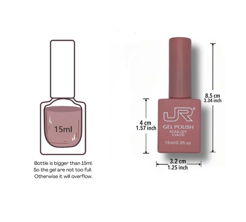 JR Gel Nail Polish 6pcs Set 15ml UV/LED Colors for Manicures, Pedicures GamaC - Picture 5 of 6