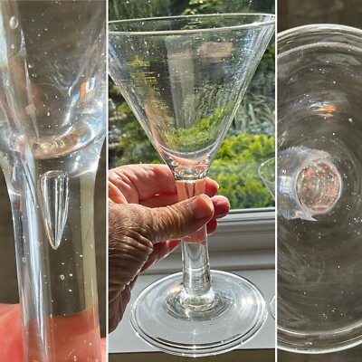   PAAR 8'' GEORGIANISCHES Wein Gin Glas KONISCHE SCHALE Träne Tropfen Stiel FALTFUSS UM 1780