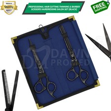 Professional Hair Cutting Thinning Scissor Barber Shears Set 6.5" Black German G