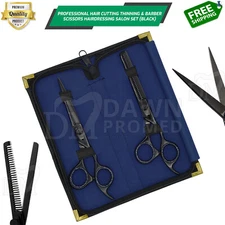 Professional Hair Cutting Thinning Scissor Barber Shears Set 6.5" Black German G