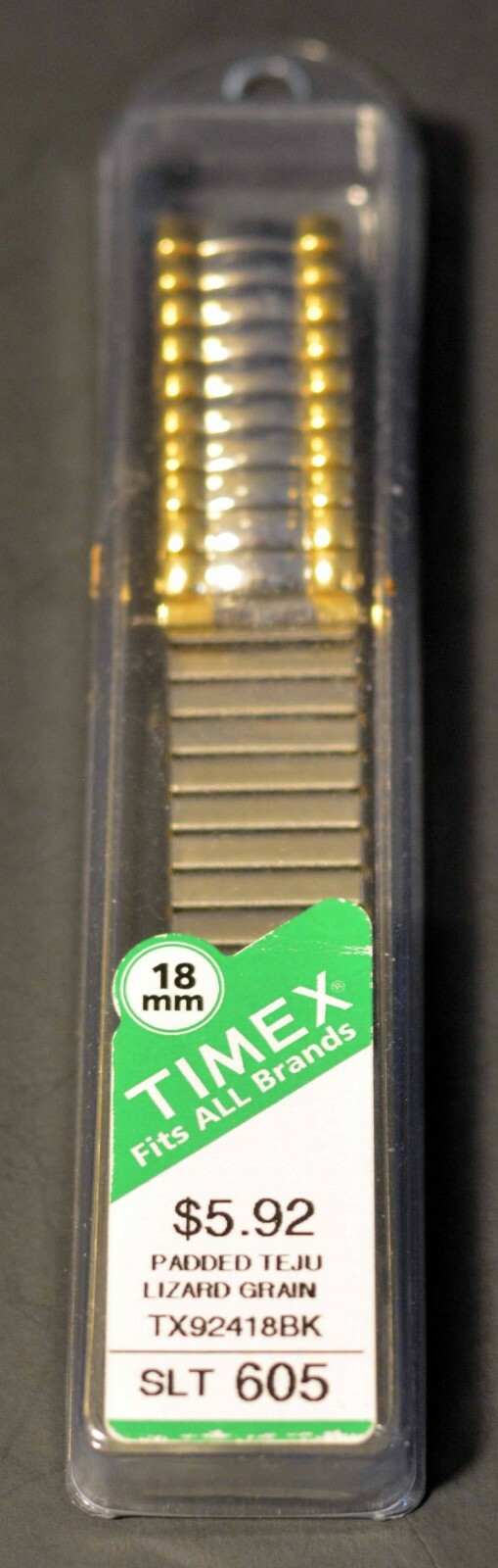 Vintage Timex 18 mm Uhr Marke passt allen Marken gepolstert Eidechsenkorn TX49418BK SLT