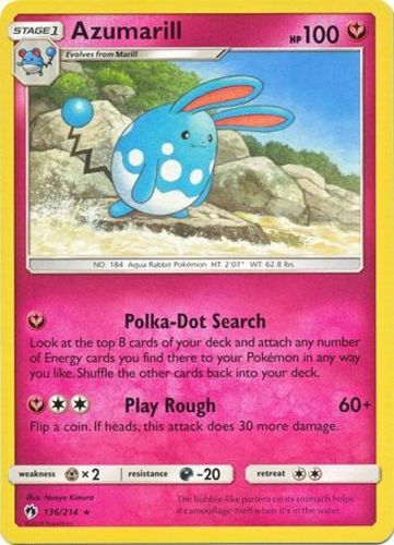 Pokemon Azumarill - 136/214 - Rare NM-Mint Lost Thunder