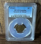 1914-S Lincoln Wheat Cent 1C Penny Graded PCGS Genuine Scratch AU Detail