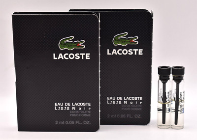 LACOSTE ~ Eau De Lacoste L.12.12 Noir Men's Eau de Toilette 0.06 Oz Lot 2 Vials