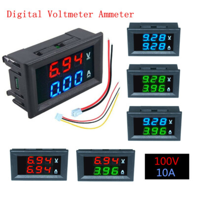 Digital DC 0-100V 10A LED Display Voltage AMP Power Voltmeter Ammeter 2 Colour #