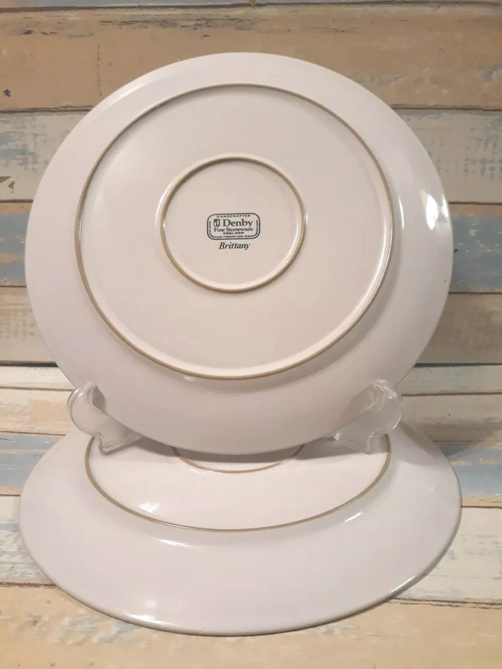 2 Denby England Fine Stoneware Brittany Dinner Plates 10.25" floral pink vintage - Image 2 of 4