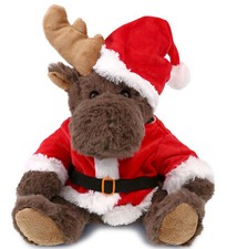 PLUSH SANTA - SUPER SOFT PLUSH WITH RED PLAID HOODIE - MOOSE