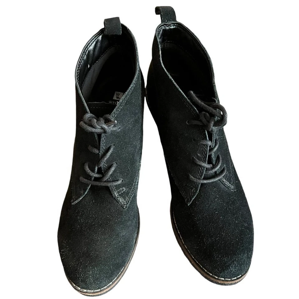 Белые горные сапоги Lambert на танкетке женские 8,5 лодыжки замшевые кожаные на шнуровке черные - Изображение 3 из 4