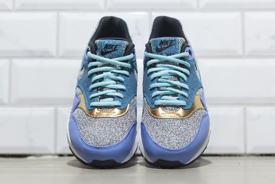 Women's NIKE AIR MAX 1 SE sz 6 PURPLE-BLUE-WHITE- GOLD Multi-Color