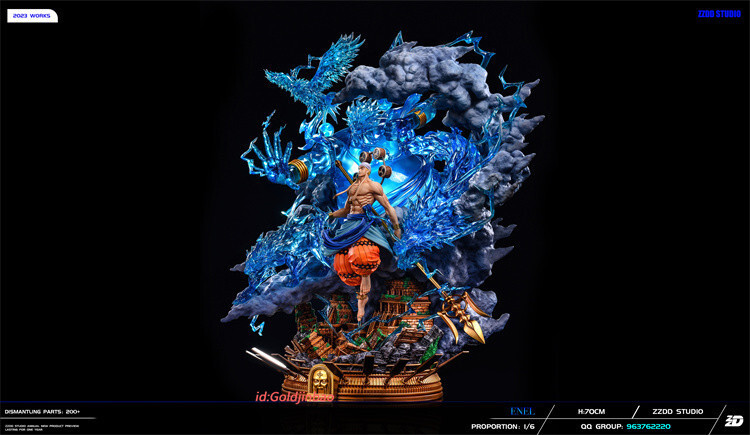 ZZDD Studio One Piece Enel Resin Model Painted Statue H70cm Led