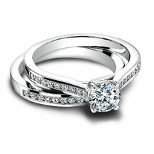 2.10ct Round Cut Diamond Bridal Set Engagement Ring Wedding Band White Gold Over