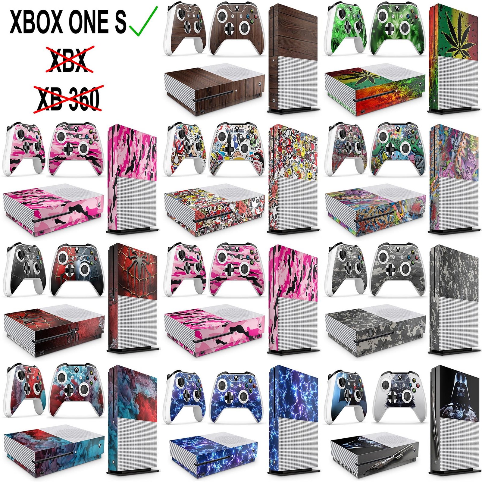 Xbox One S Console Skin Decal Sticker  + 2 Controller Skins-image