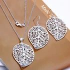 Wholesale Solid 925Sterling Silver SP Leaf Charm Lady Earrings/Necklace Set S3