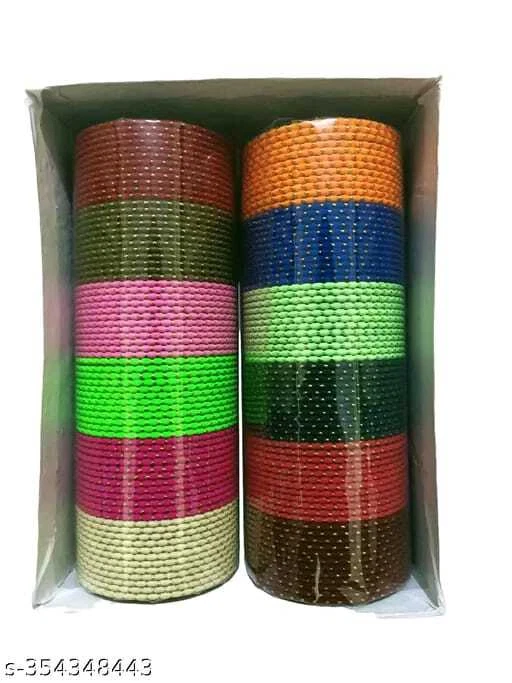 Coloridos brazaletes de metal indio de 144 piezas para mujer 12 colores Kade paquistaní para niñas Foto 3 de 4