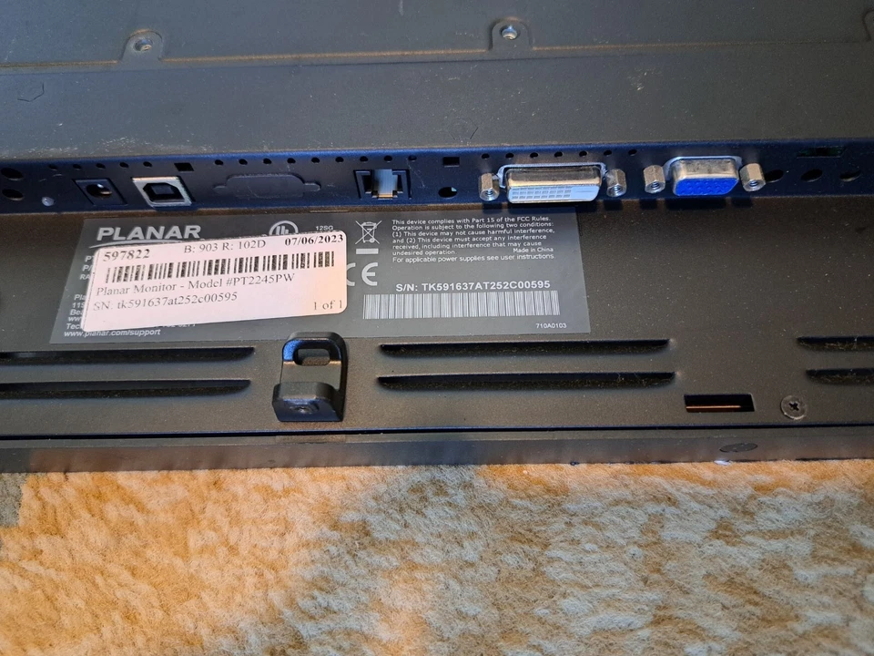 Planar PT2245PW 22" LCD Full HD Touchscreen LCD Monitor. TESTED NO CABLE/STAND - Image 4 of 4