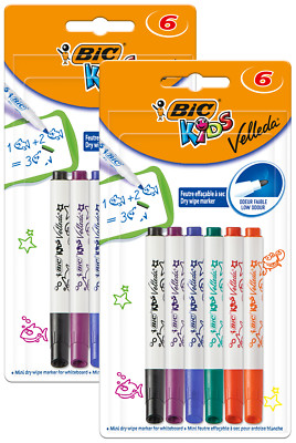 BIC Kids Mini Velleda Whiteboard Marker versch. Farben, 2 x 6er Pack (12 Stück)