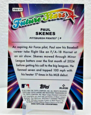 Paul Skenes Refractor Rookie 2024 Topps Chrome Update Future Stars