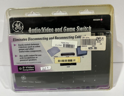 GE AV23294 AV Switch 1 to 4 Composite RCA S-Video AUX out Selector RETRO GAMING