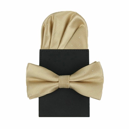 Men Polka Dots Bow Ties Pocket Square Set Bowtie Pre-Folded Handkerchief Hanky - Picture 3 of 9