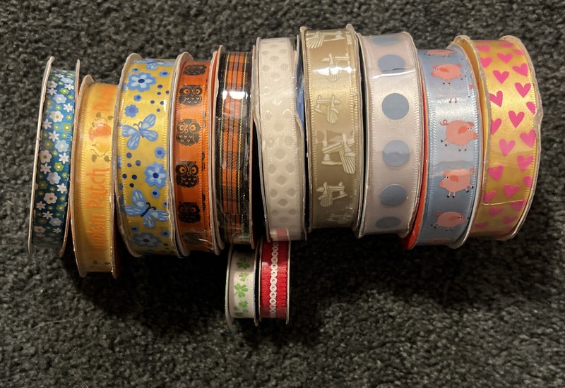 Lot Of 12 New Ribbons, Various Sizes And Colors 7R