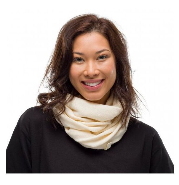 Snood da donna Infinity lavorato a maglia Buff in ecrù